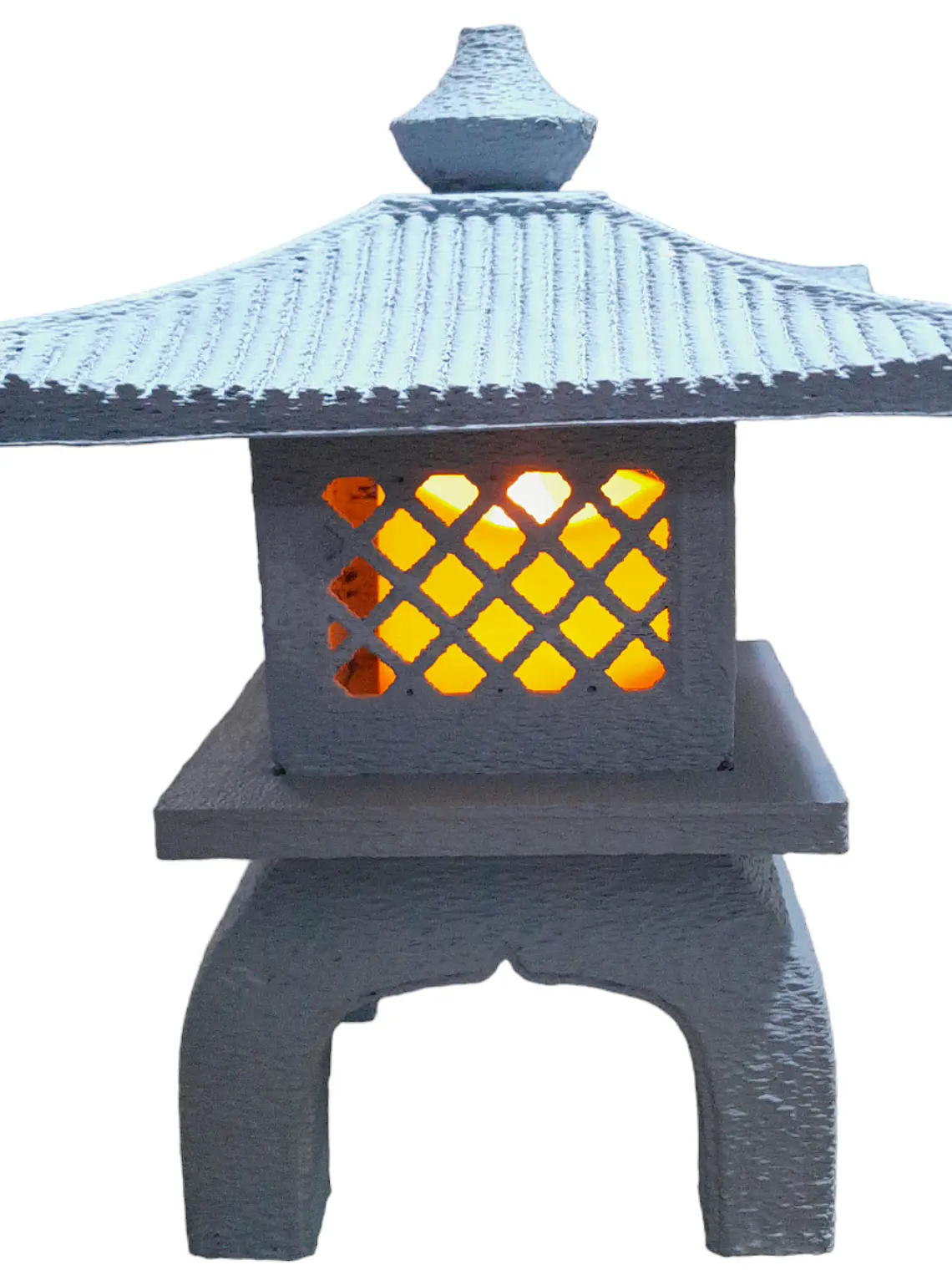 Tōrō Japonés 13 cm – Linterna Samurái Gris Piedra con Luz LED 2