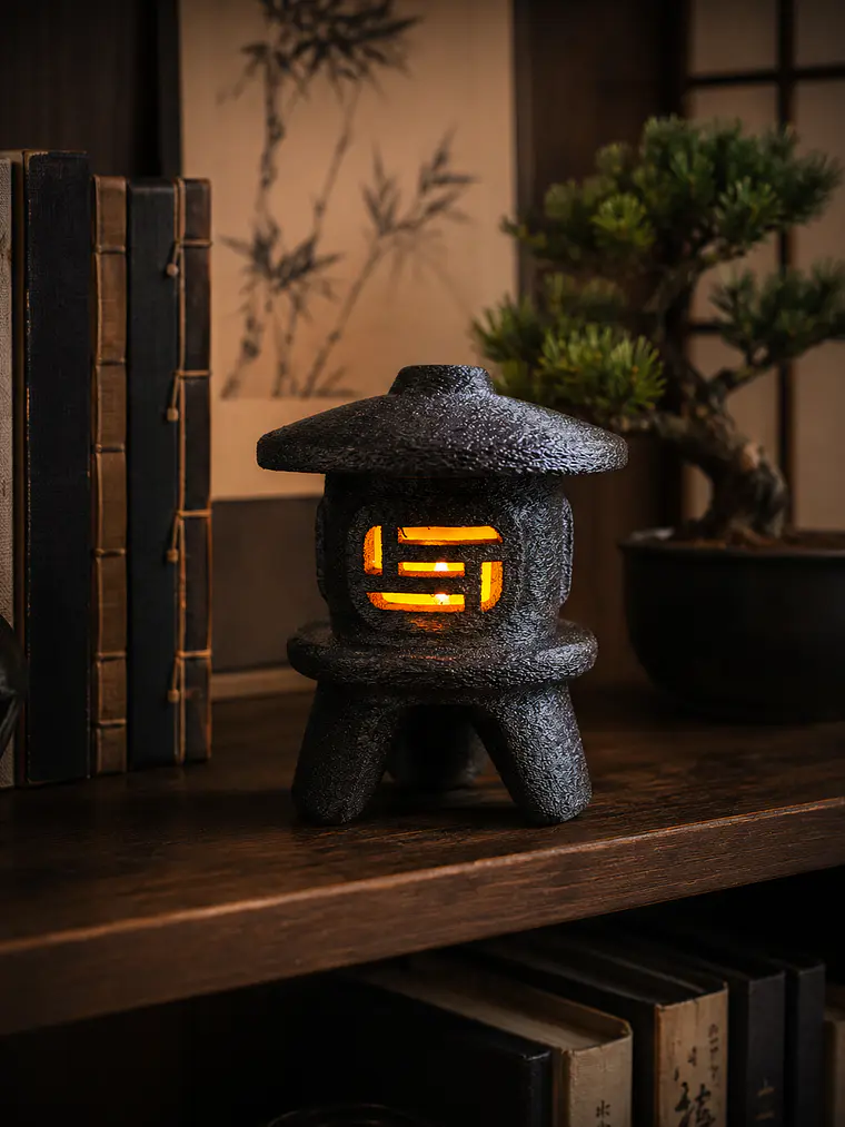 Tōrō Japonés Decorativo 12 cm – Linterna Samurái con Luz LED  1