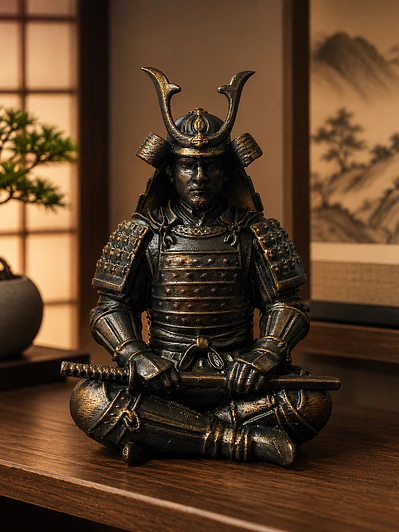 Figura Samurái con Armadura Zen 13 cm – Bronce Envejecido