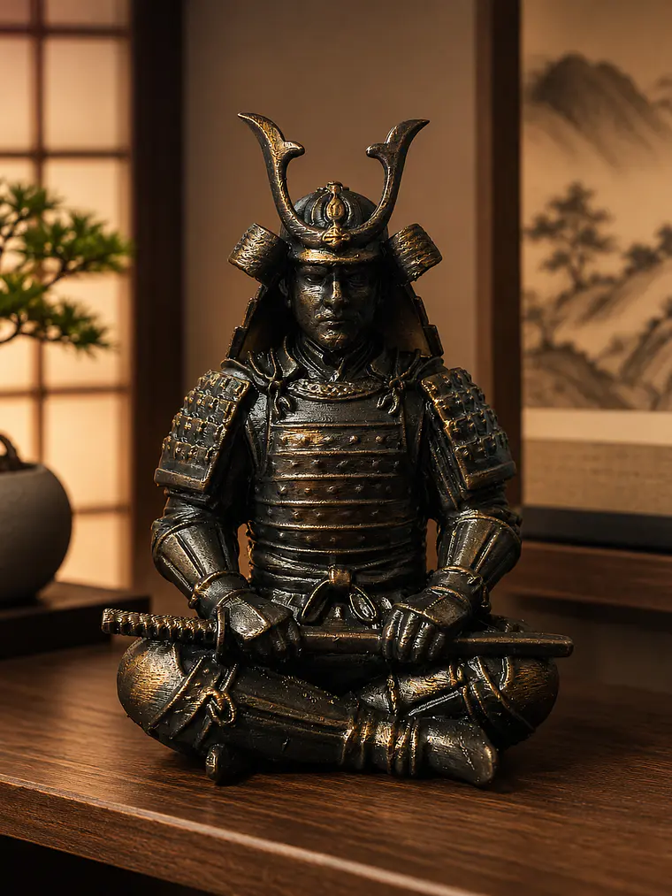 Figura Samurái con Armadura Zen 13 cm – Bronce Envejecido 1
