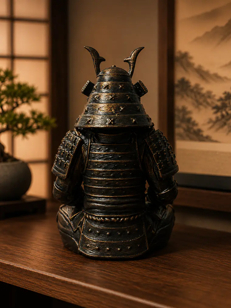 Figura Samurái con Armadura Zen 13 cm – Bronce Envejecido 3