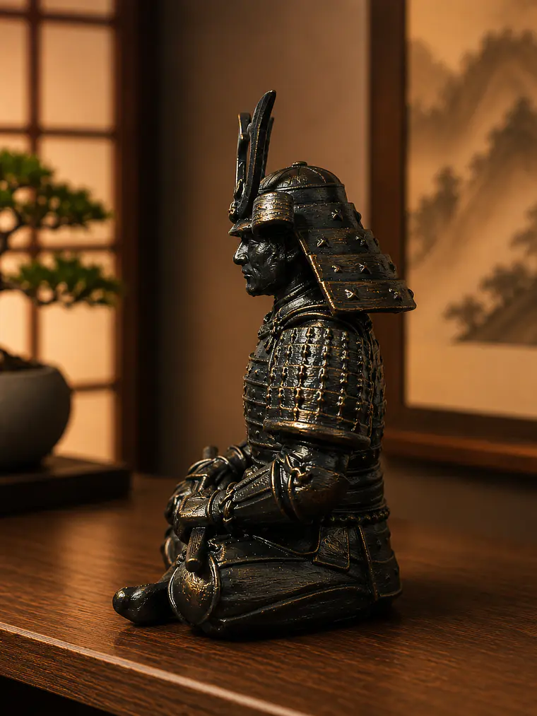 Figura Samurái con Armadura Zen 13 cm – Bronce Envejecido 4