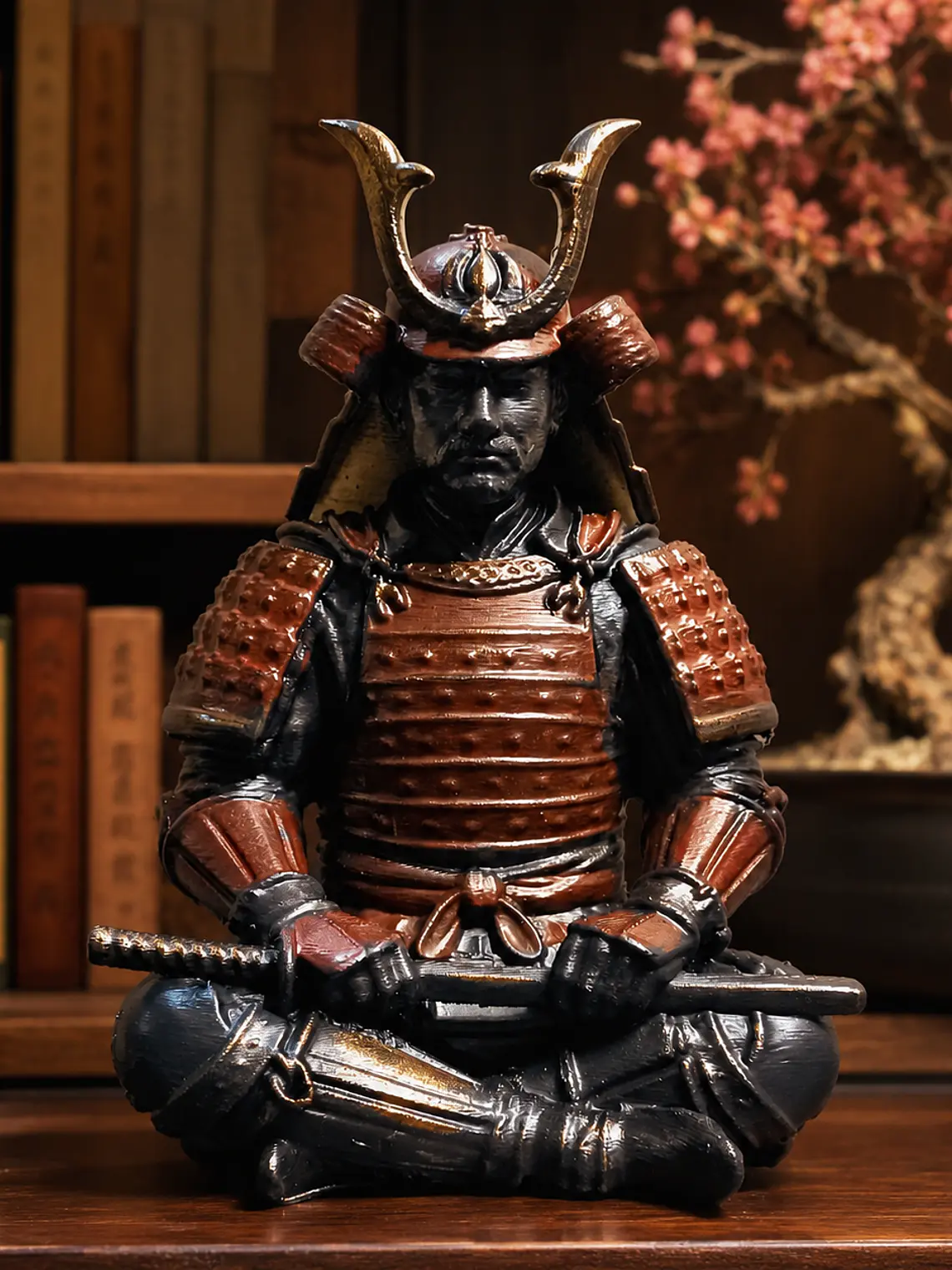 Figura Samurái Zen 13 cm – Armadura Roja con Detalles Dorados 1
