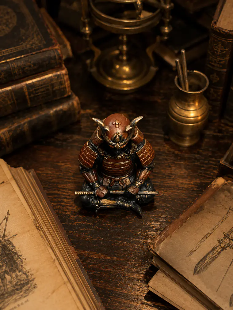 Figura Samurái Zen 13 cm – Armadura Roja con Detalles Dorados 2