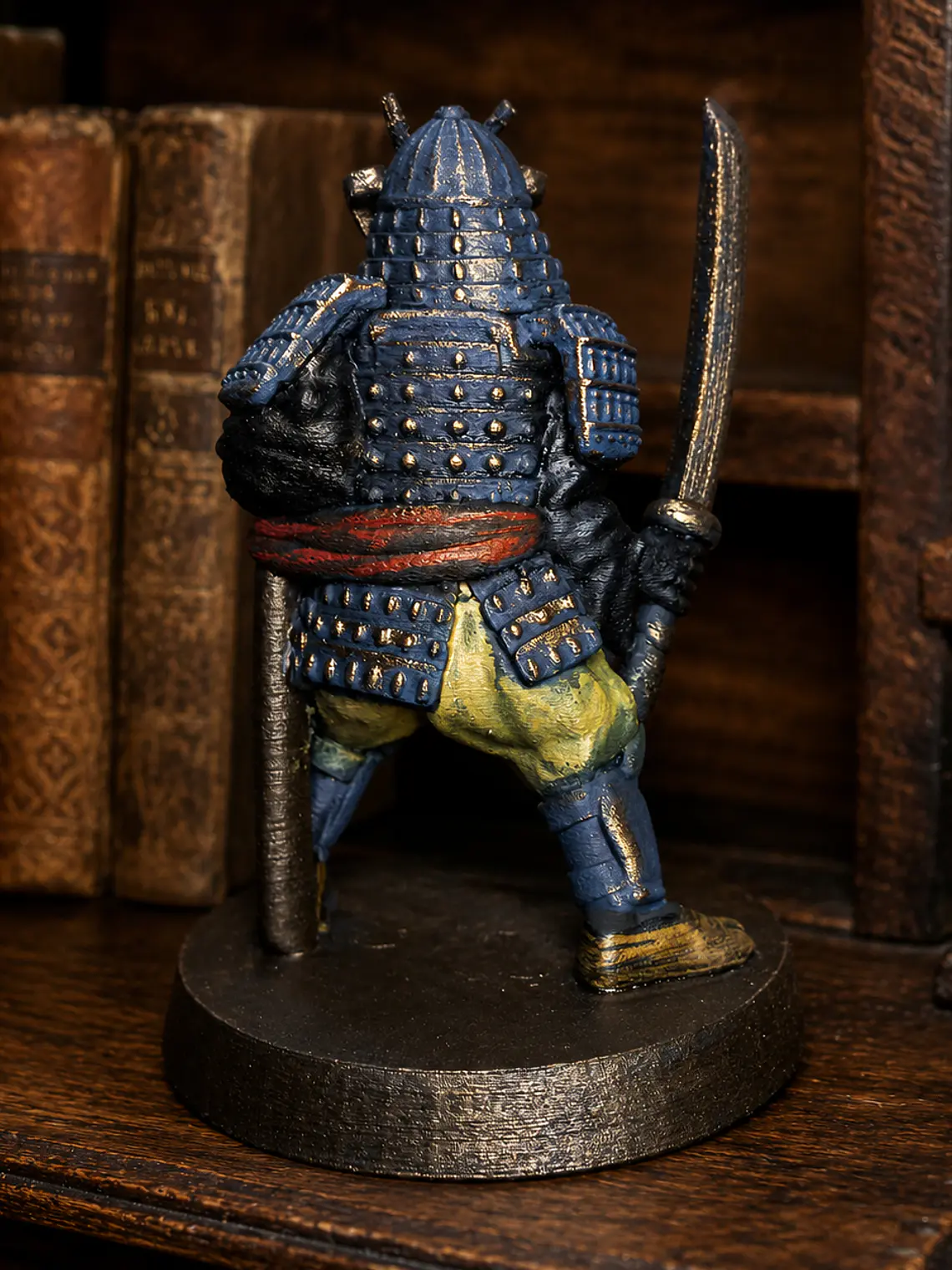 Figura Samurái Guerrero 15 cm – Armadura Azul y Dorada 4