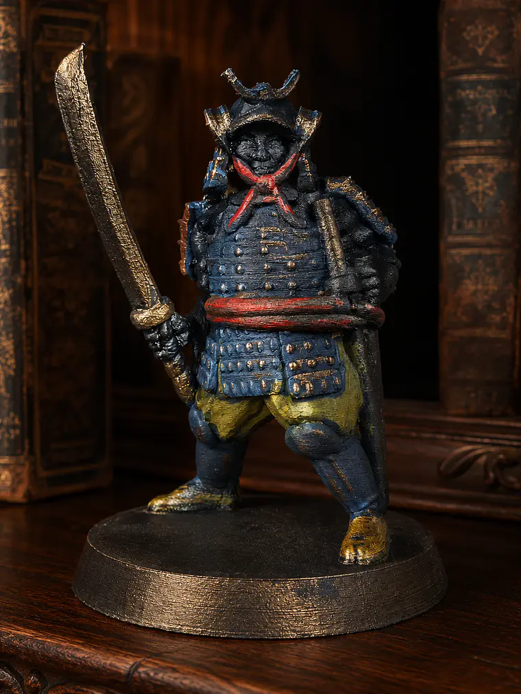 Figura Samurái Guerrero 15 cm – Armadura Azul y Dorada 2