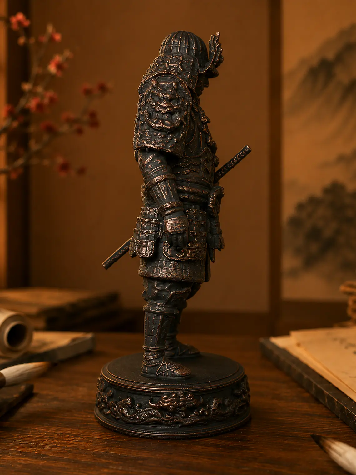 Figura Samurái Guerrero 15 cm – Acabado Cobre Envejecido 3
