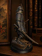Figura Samurái 15 cm – Bronce Envejecido sobre Rocas - Miniatura 5