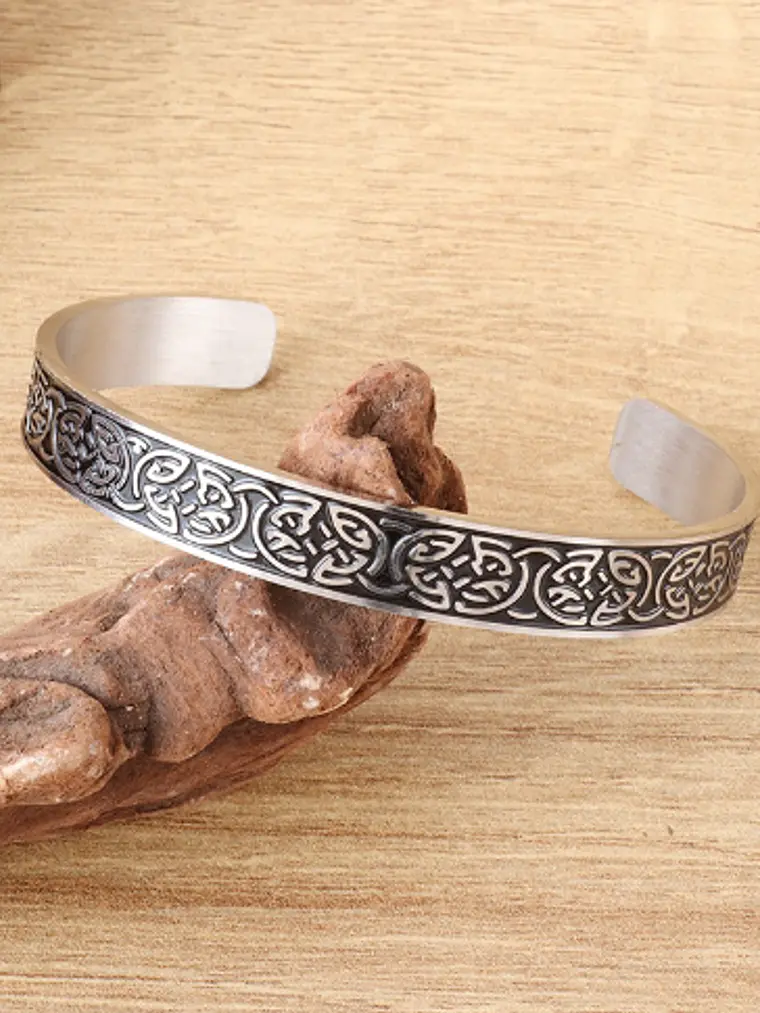 Brazalete Vikingo Jormungandr en Acero Inoxidable – Entrelazado Nórdico 4