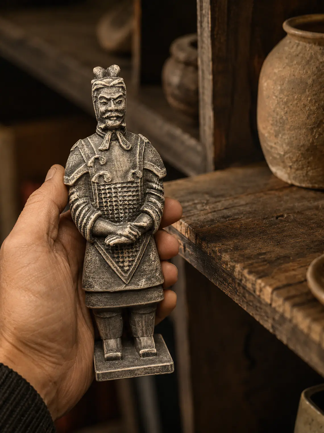 Figura Guerrero de Terracota General 15 cm – Acabado Piedra Antigua 2