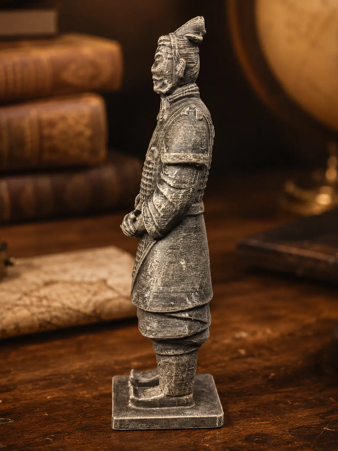 Figura Guerrero de Terracota General 15 cm – Acabado Piedra Antigua 3