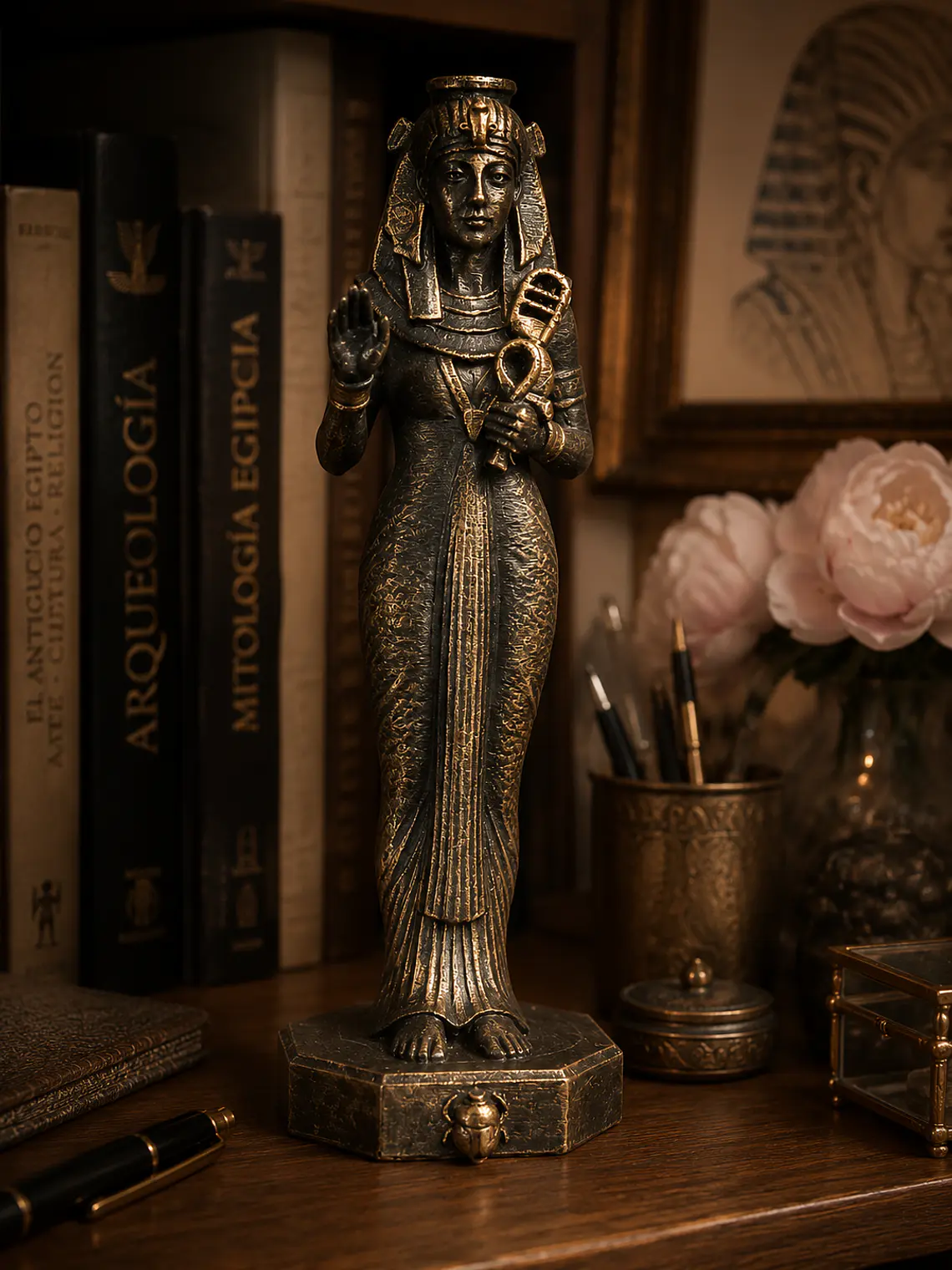 Faraón y Reina de Egipto 15 cm – Bronce Envejecido 2