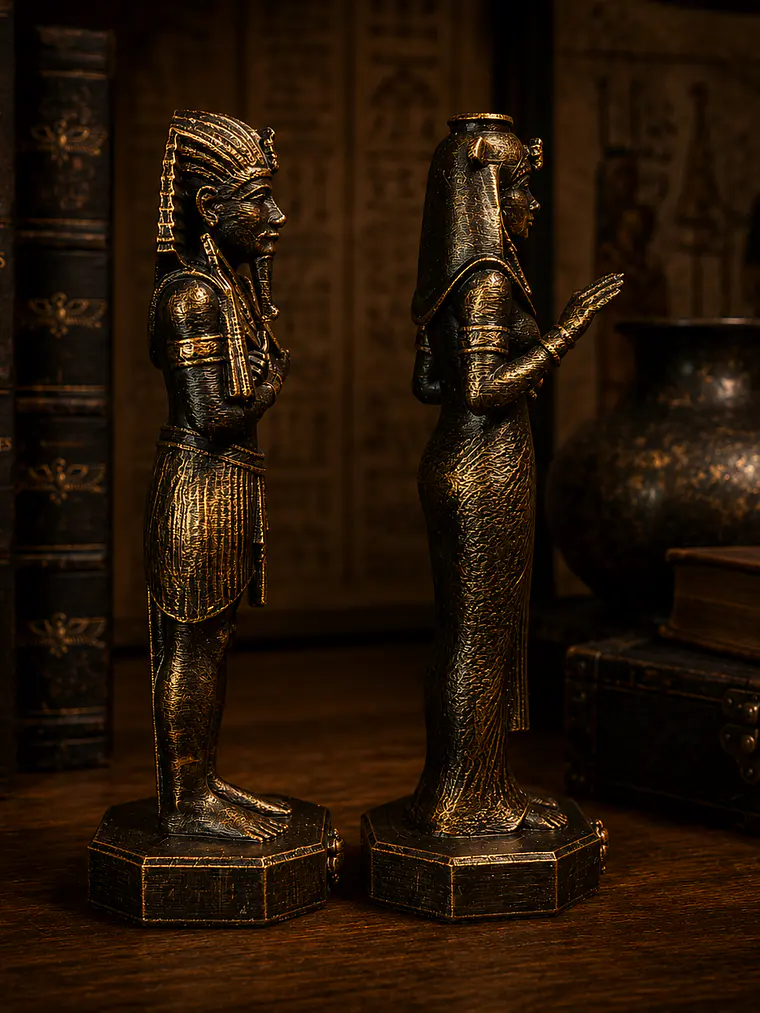 Faraón y Reina de Egipto 15 cm – Bronce Envejecido 4