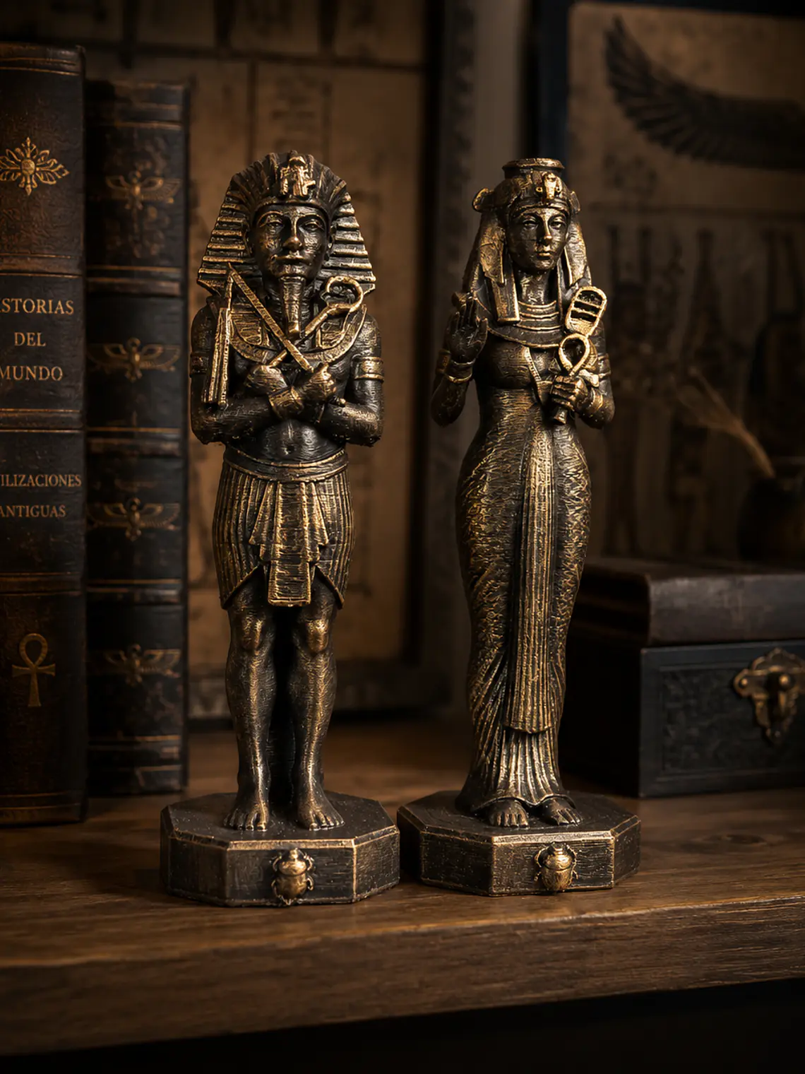 Faraón y Reina de Egipto 15 cm – Bronce Envejecido 1