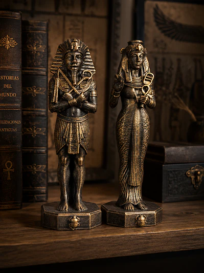 Faraón y Reina de Egipto 15 cm – Bronce Envejecido