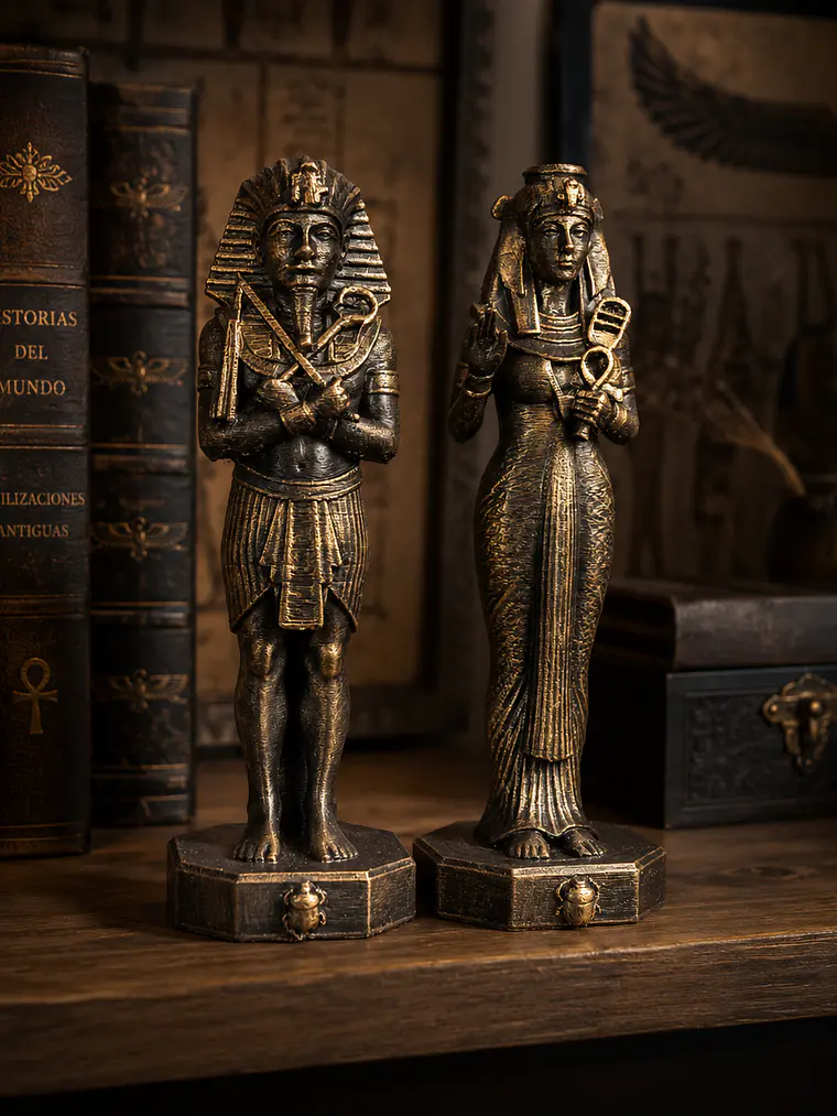 Faraón y Reina de Egipto 15 cm – Bronce Envejecido 1