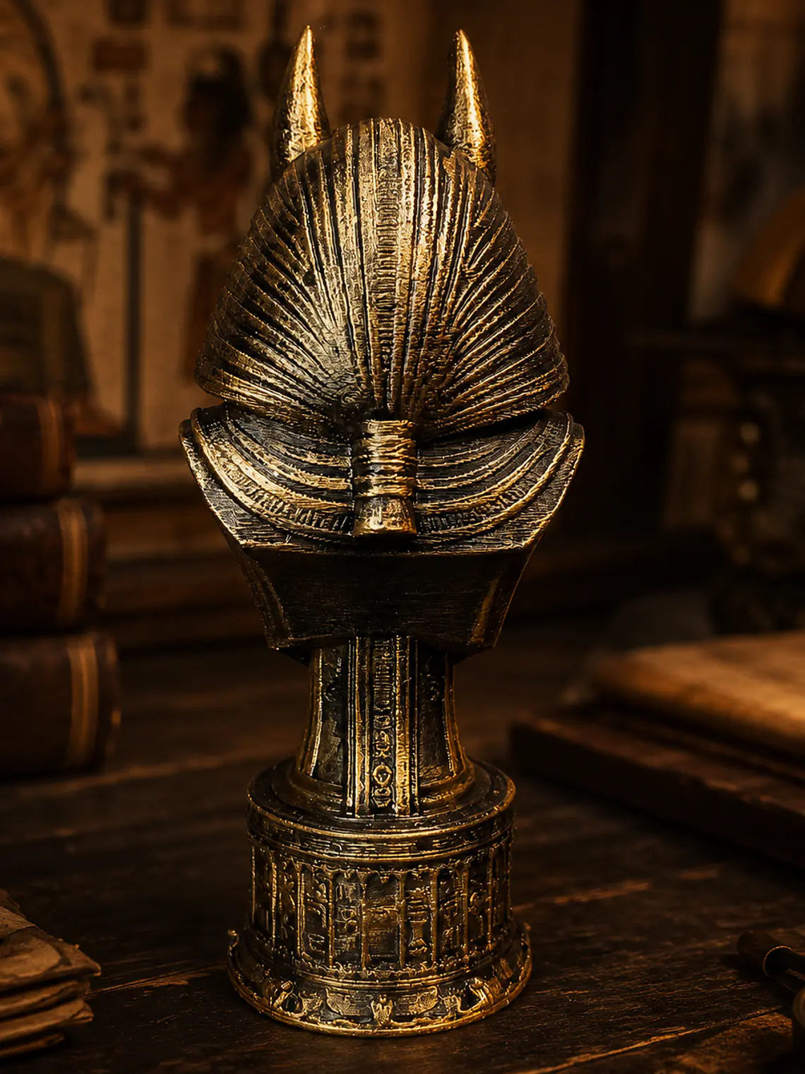 Busto Decorativo de Anubis 15 cm Bronce Envejecido 2