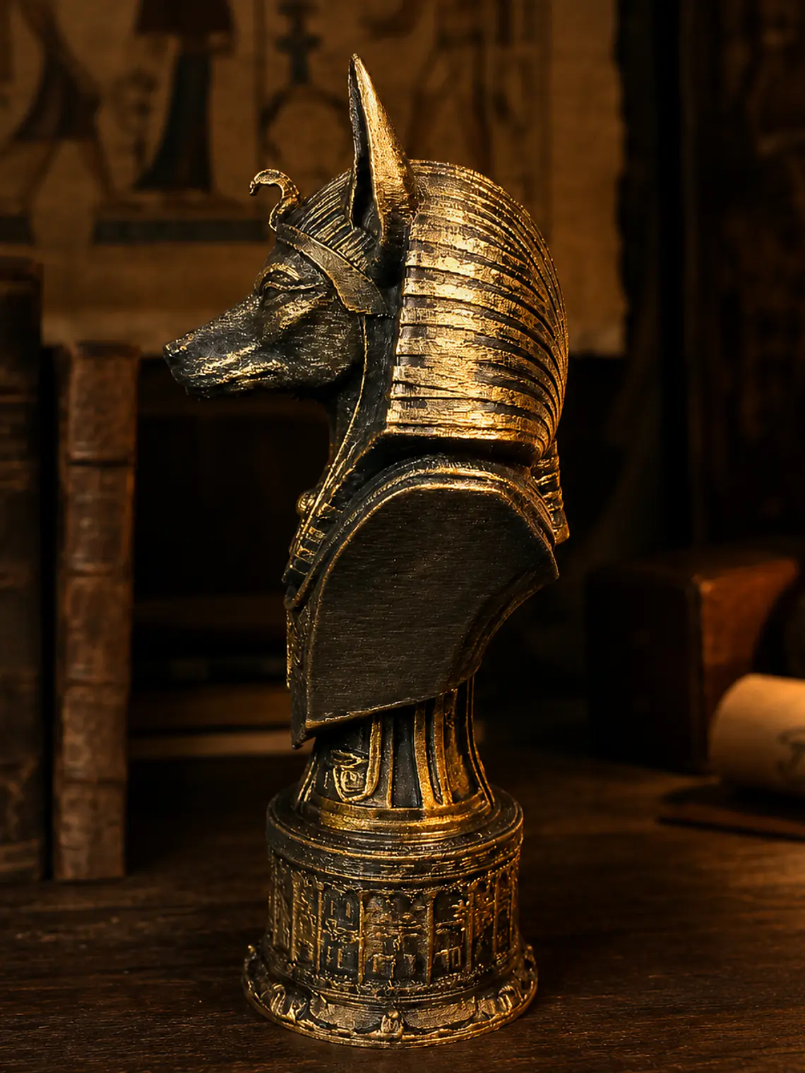 Busto Decorativo de Anubis 15 cm Bronce Envejecido 3