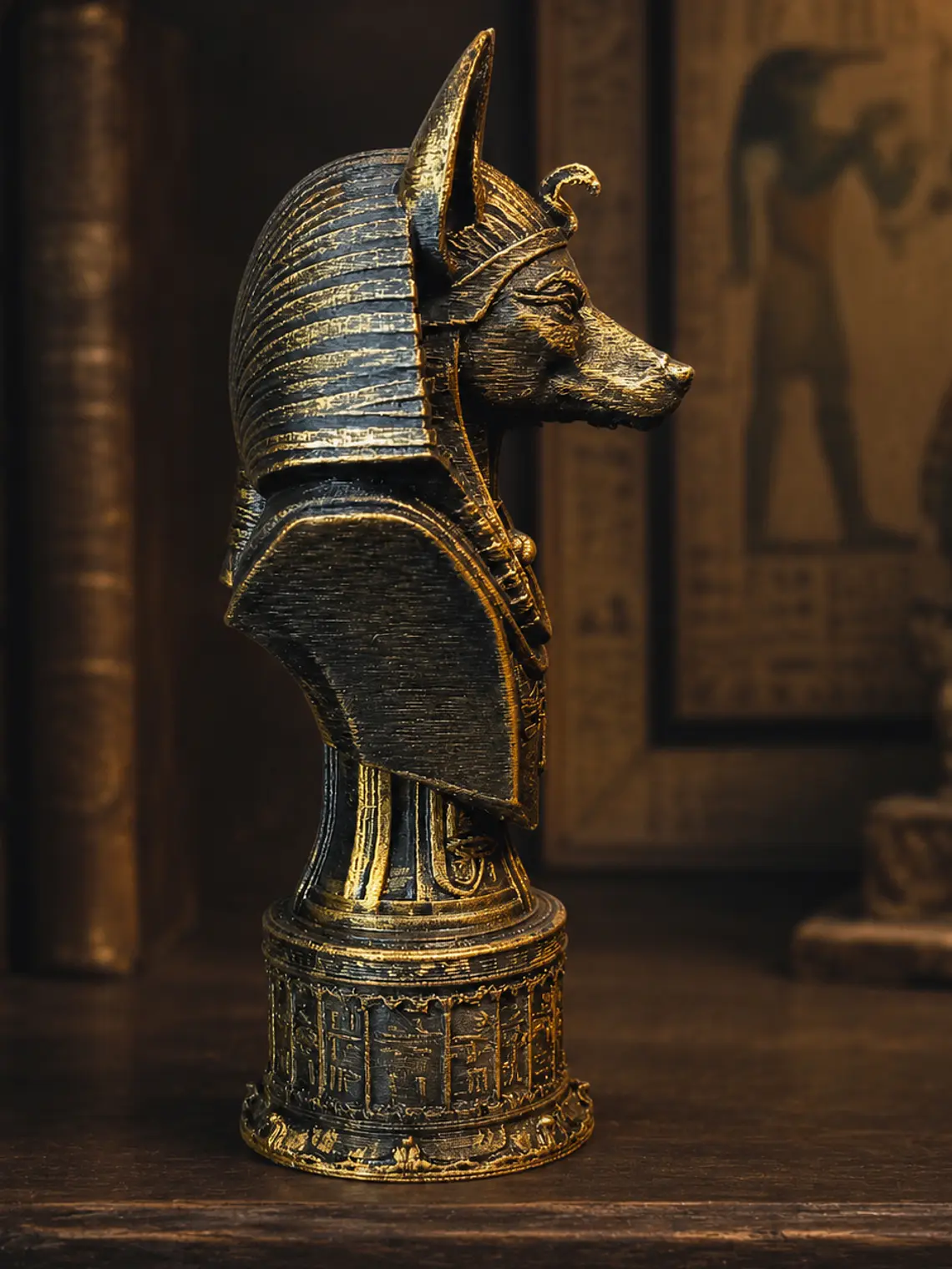 Busto Decorativo de Anubis 15 cm Bronce Envejecido 4