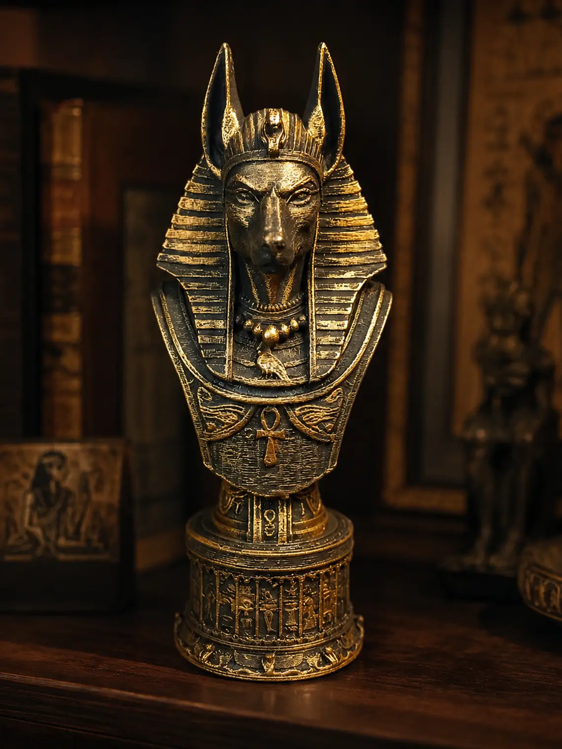 Busto Decorativo de Anubis 15 cm Bronce Envejecido 1