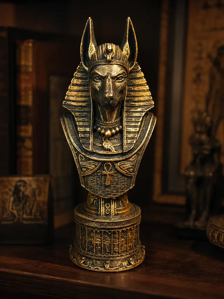 Busto Decorativo de Anubis 15 cm Bronce Envejecido 1