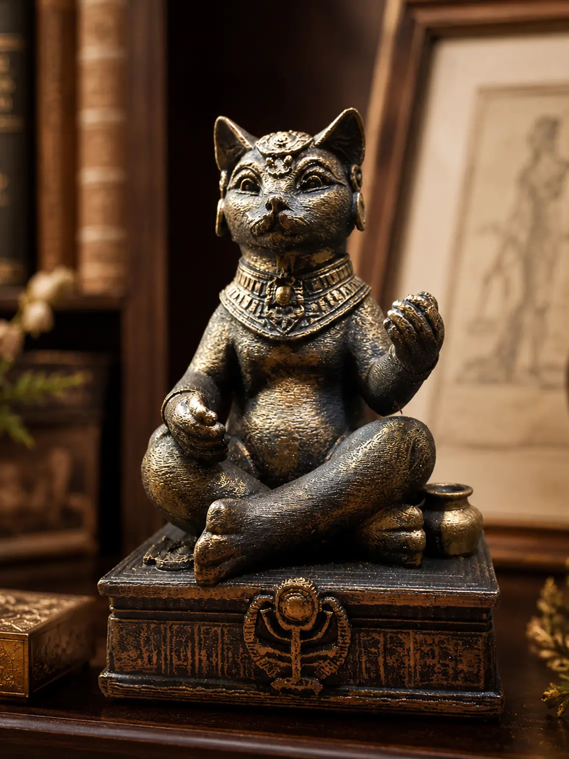 Figura Diosa Bastet 13 cm – Bronce Envejecido 1