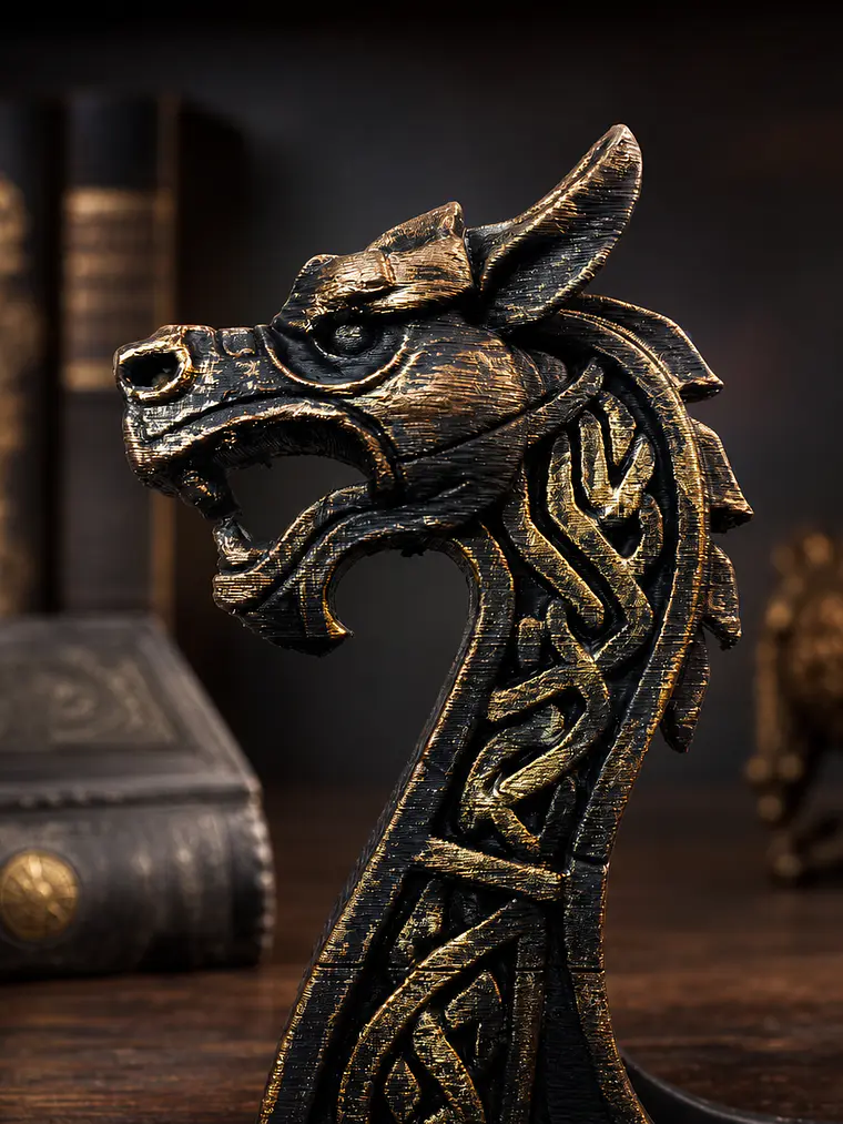 Sujetalibros Drakkar Vikingo 19 cm – Dragón Negro 1 Pieza 3
