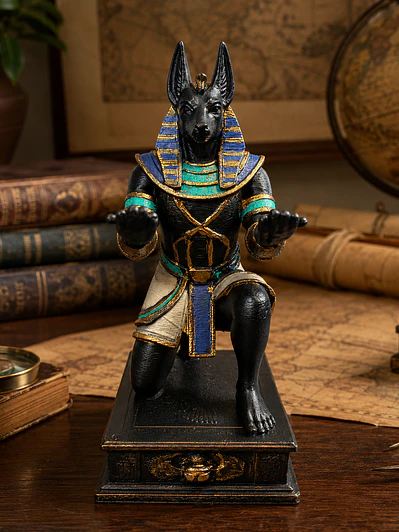 Portalápiz Anubis 17 cm – Guardián Egipcio Policromado
