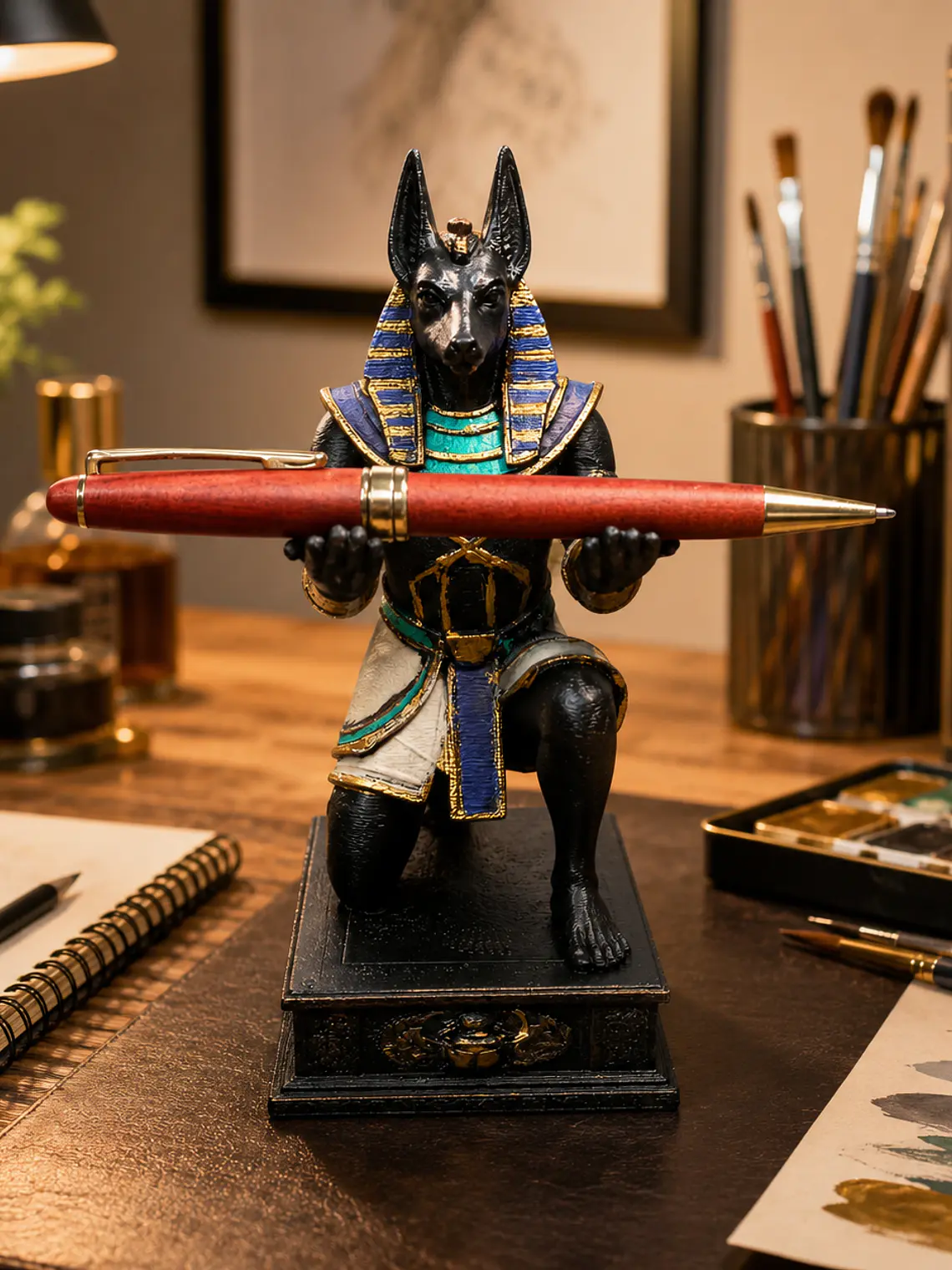 Portalápiz Anubis 17 cm – Guardián Egipcio Policromado 2
