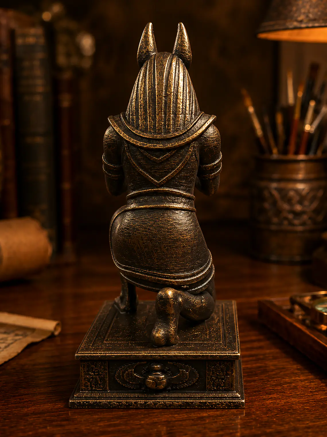 Portalápiz Anubis 17 cm – Guardián Egipcio Bronce Envejecido 5