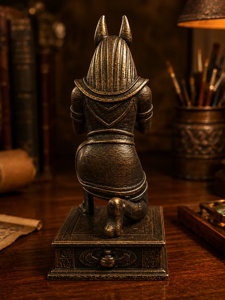 Portalápiz Anubis 17 cm – Guardián Egipcio Bronce Envejecido 5