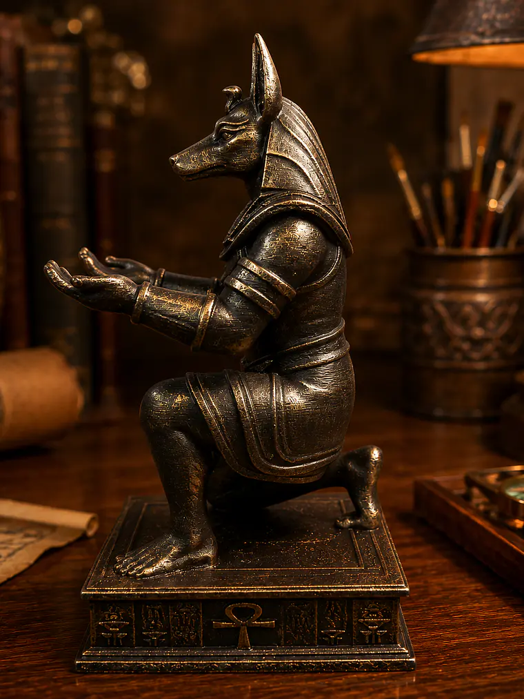 Portalápiz Anubis 17 cm – Guardián Egipcio Bronce Envejecido 4