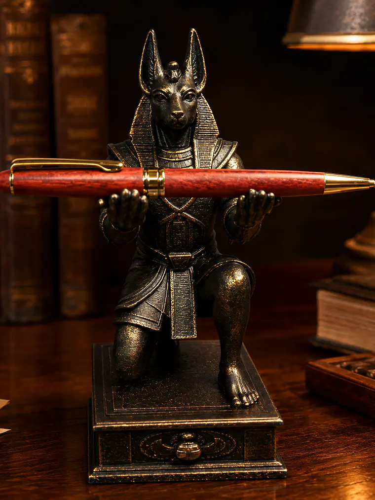 Portalápiz Anubis 17 cm – Guardián Egipcio Bronce Envejecido 3