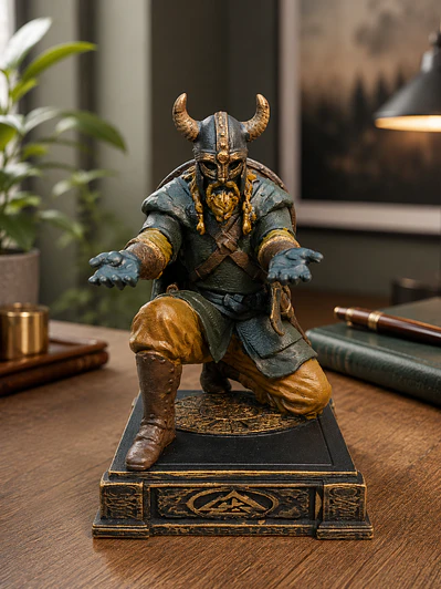 Portalápiz Vikingo Arrodillado 15,5 cm – Acabado en Policromía