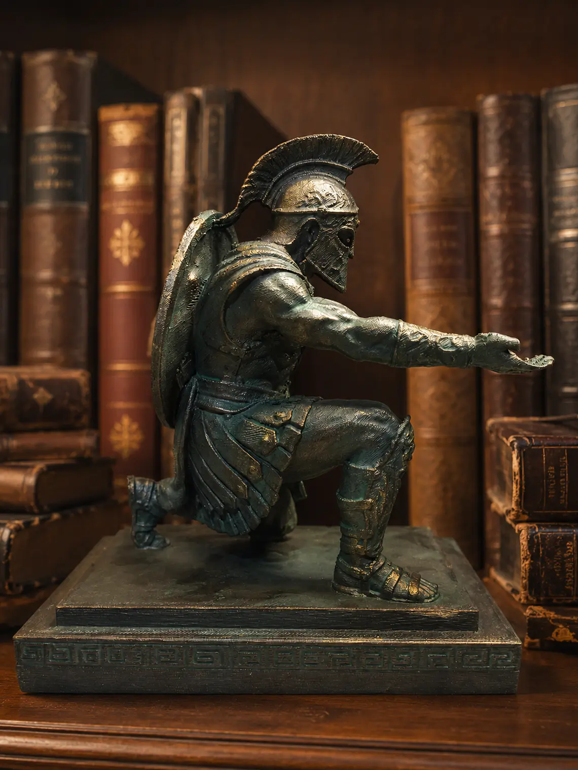 Portalápiz Guerrero de Ítaca – Veterano de Troya 16 cm | Bronce Antiguo con Efecto Óxido 4
