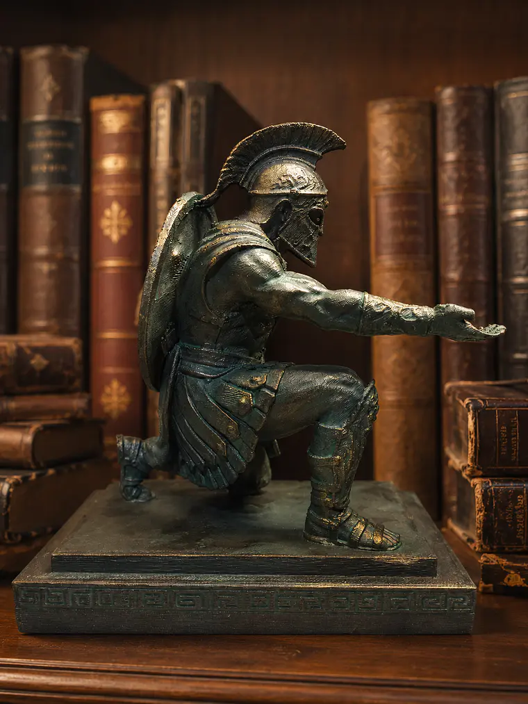 Portalápiz Guerrero de Ítaca – Veterano de Troya 16 cm | Bronce Antiguo con Efecto Óxido 4