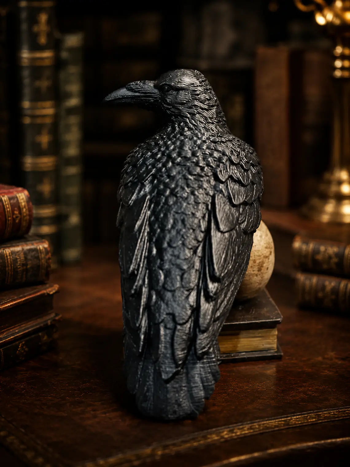 Figura Decorativa Cuervo del Umbral – Libro y Calavera 11 cm 3
