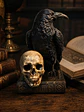 Figura Decorativa Cuervo del Umbral – Libro y Calavera 11 cm - Miniatura 1