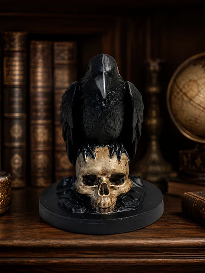 Figura Decorativa Cuervo del Sepulcro – Calavera 11 cm