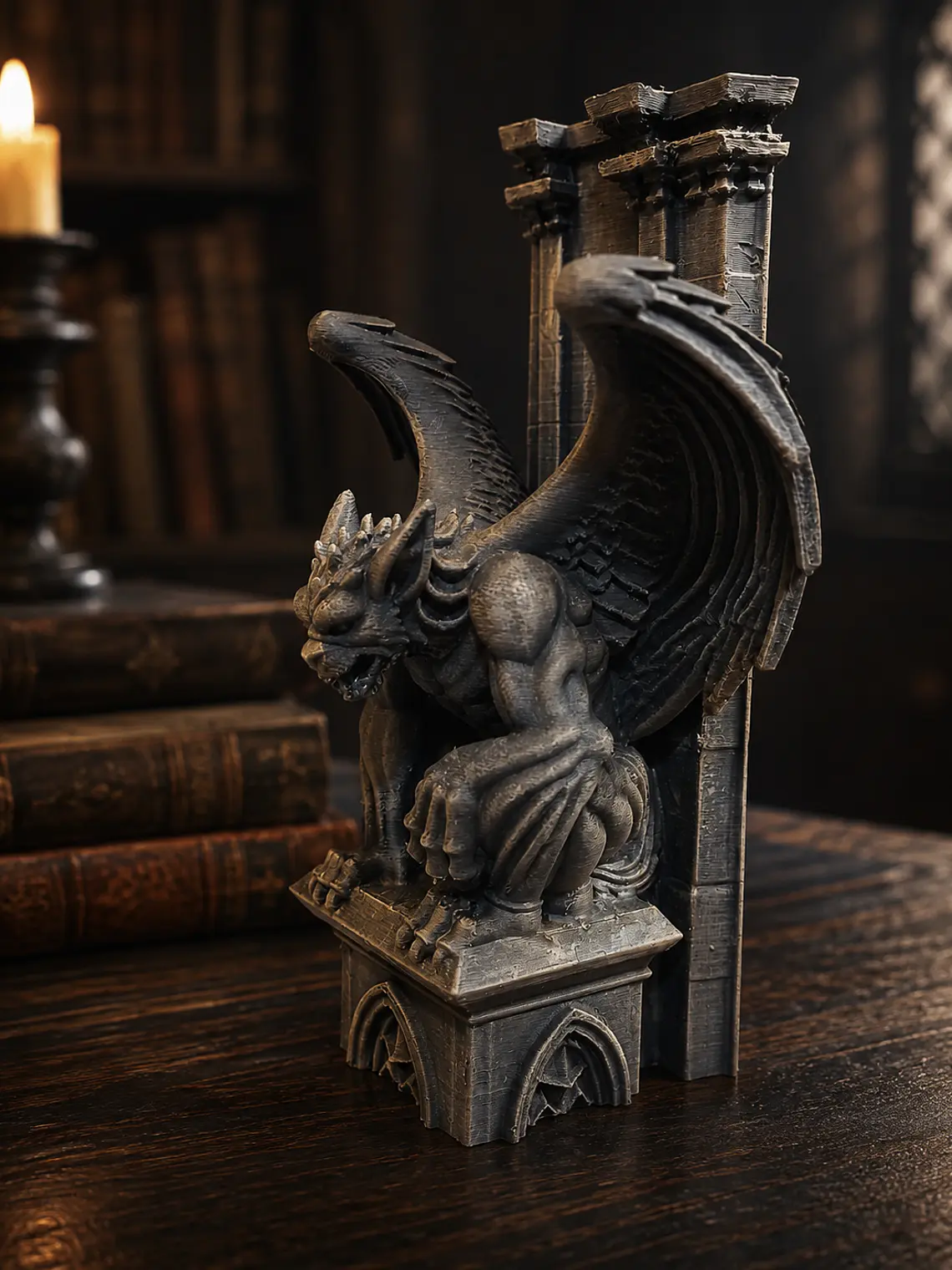 Figura Gárgola del Contrafuerte – Guardián Gótico 15 cm | Piedra Antigua 2