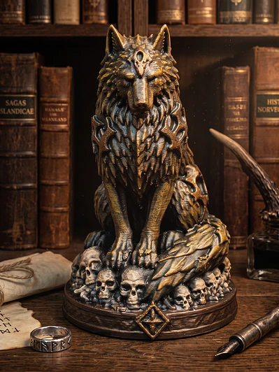 Figura Lobo del Claustro – Guardián de la Fortaleza 12 cm