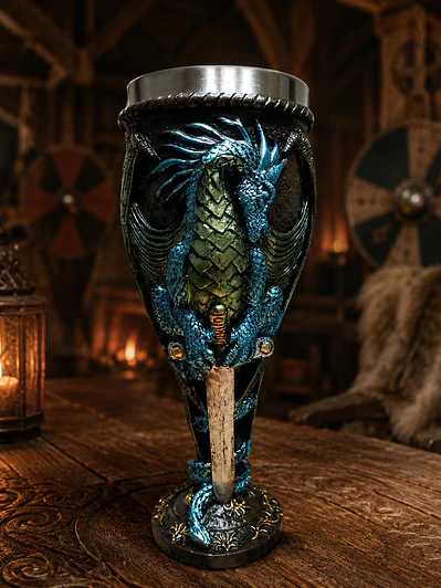 Copa Dragón sobre espada full color- Cáliz 19 cm 