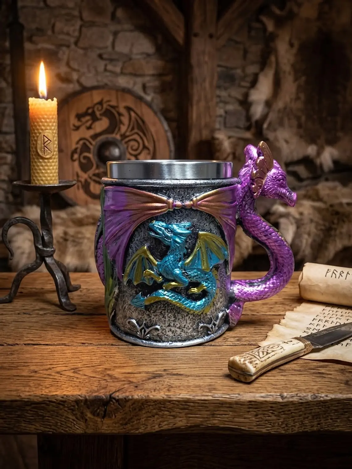 Jarra Vikinga 400cc  Dragones Vibrantes - shopero Mug 1