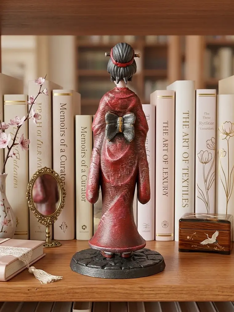 Geisha Akane – Dama Carmesí 15 cm | Kimono Rojo y Oro 4