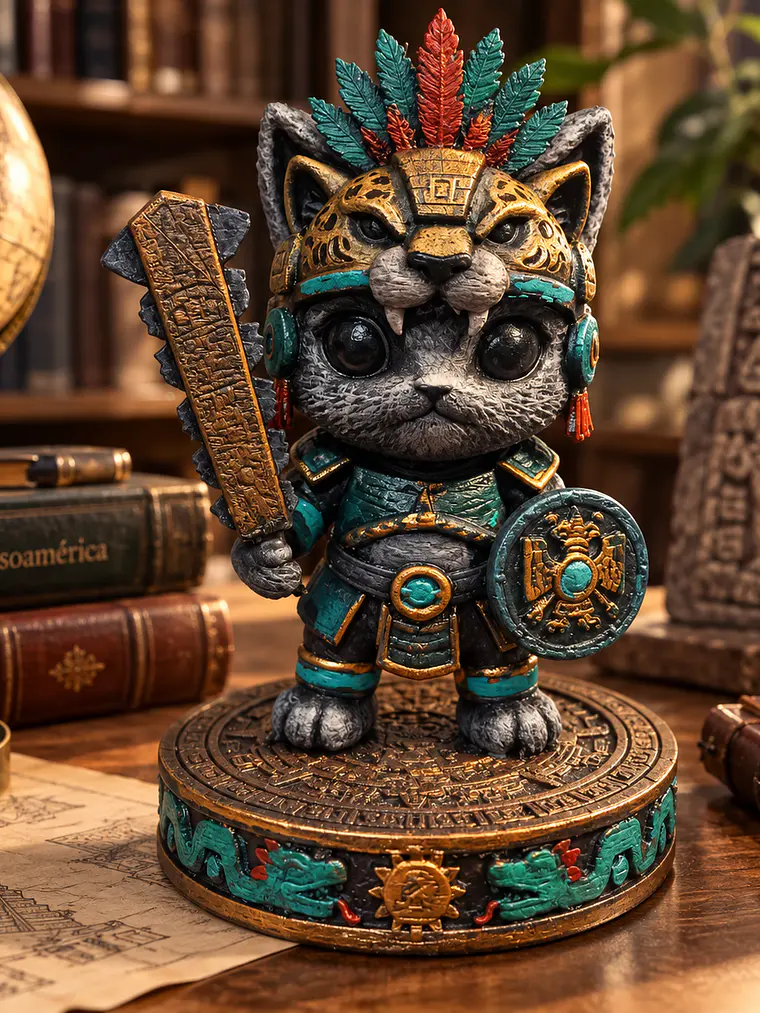 Gato Guerrero Jaguar – Crónicas Felinas 14 cm | Pintado a Mano 1