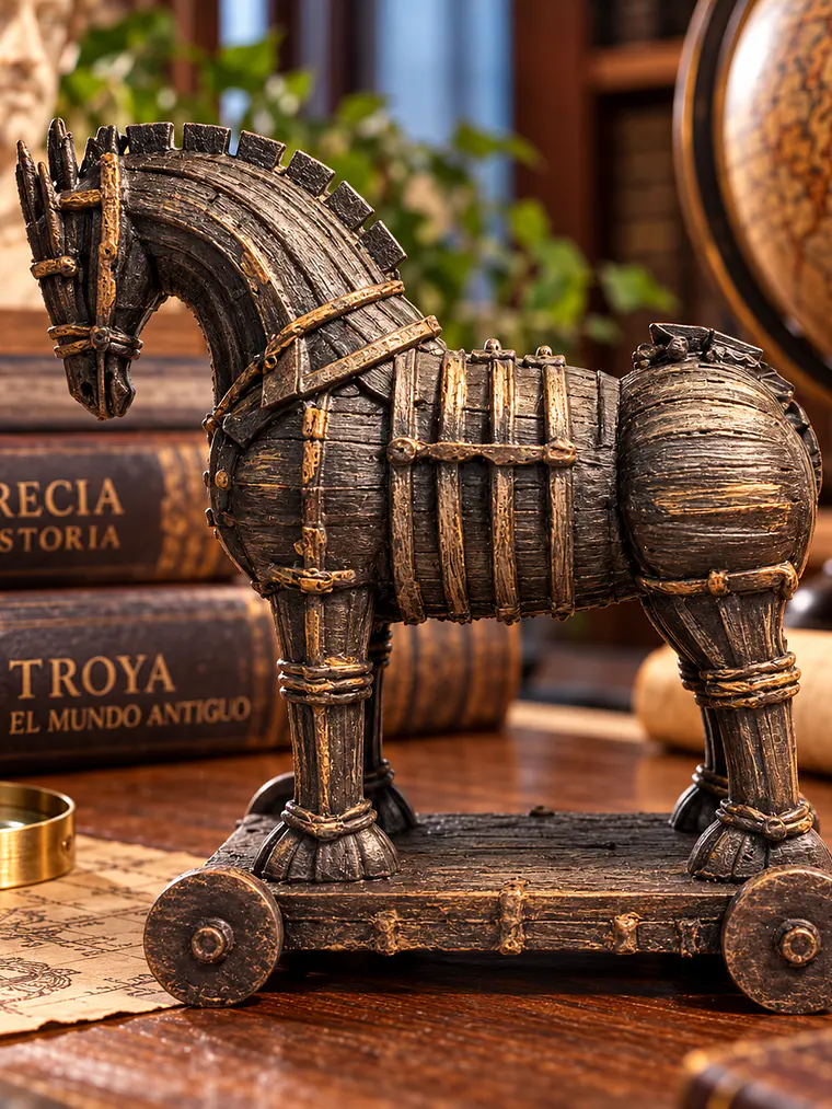 Figura Caballo de Troya – Reliquia de Ilión 10 cm | Madera Envejecida 2