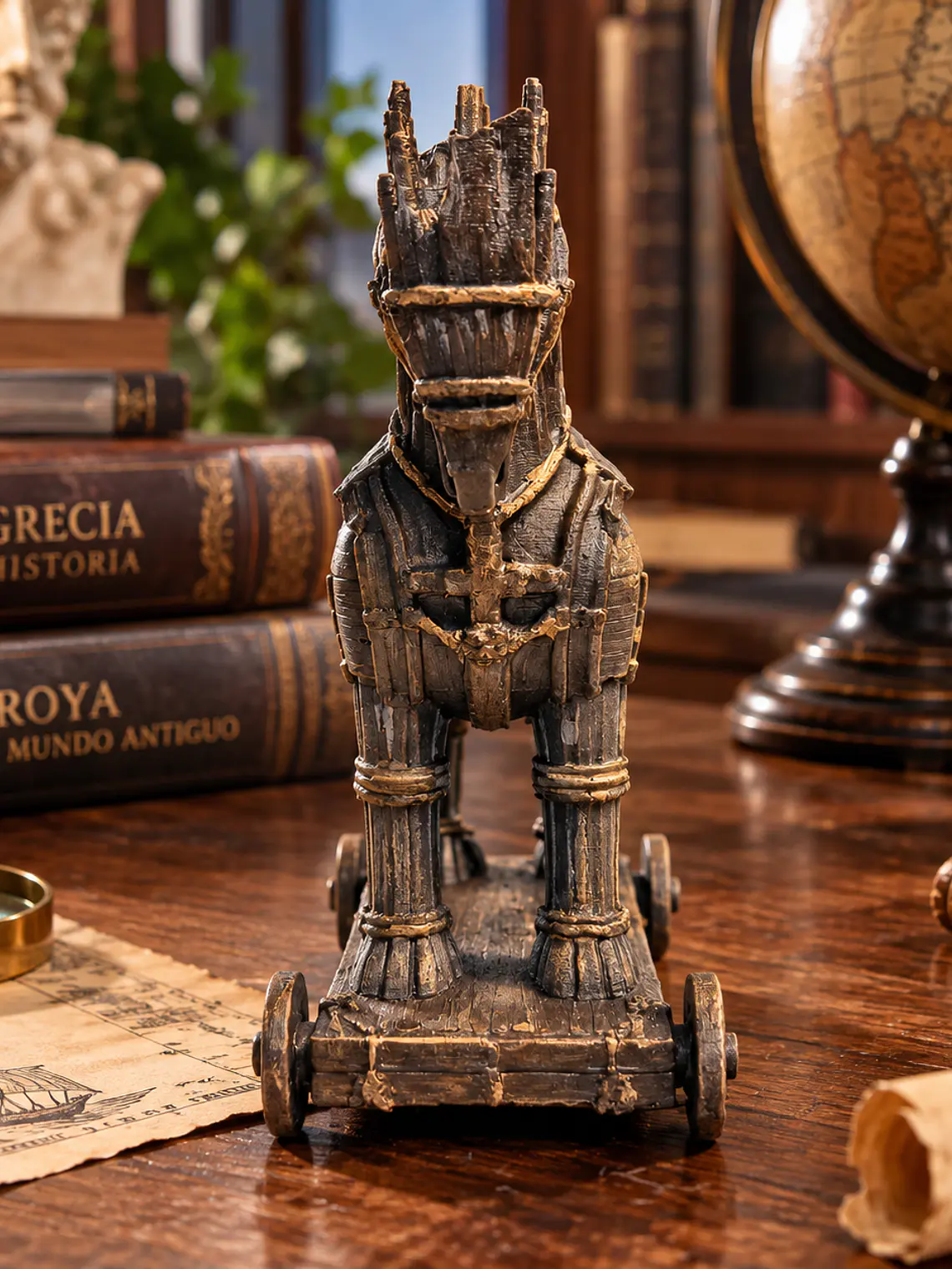 Figura Caballo de Troya – Reliquia de Ilión 10 cm | Madera Envejecida 4