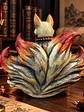Figura Kitsune de Nueve Colas – Zorro Místico Japonés 12 cm | Policromía Envejecida - Miniatura 6