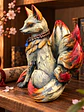 Figura Kitsune de Nueve Colas – Zorro Místico Japonés 12 cm | Policromía Envejecida - Miniatura 5