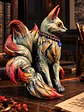 Figura Kitsune de Nueve Colas – Zorro Místico Japonés 12 cm | Policromía Envejecida - Miniatura 3